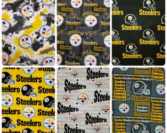 Football FABRIC NFL Steelers Pittsburgh cotton 1/2 yd remnants & 5" to 12"quilt squares crafts bows diy crumb/nickel quilts gifts aprons