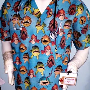 Scrub Tops CUSTOMER sends fabric/ purchase their own fabric ELSEWHERE and Send It To ME for unique Custom Scrub Shirts V neck special gifts. image 20