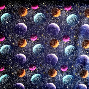 FABRIC Universe Planets Moons Interstellar Stars Galactic Space 100% high quality cotton by yard FQ 1/2 yd quilt pj&#39;s curtains crafts kids