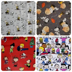 Fabric Charlie Brown Peanuts Gang 100% Cotton Quilting HTF offered Yards, 1/2 yard FQ gifts great for clothing scrub tops crafts DYI Snoopy