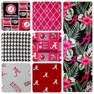 Fabric Alabama Roll Tide /By Half Yard 100% quilting Crimson Team Spirit for sewing scrub tops Houndstooth scrub caps crafts HTF gifts decor