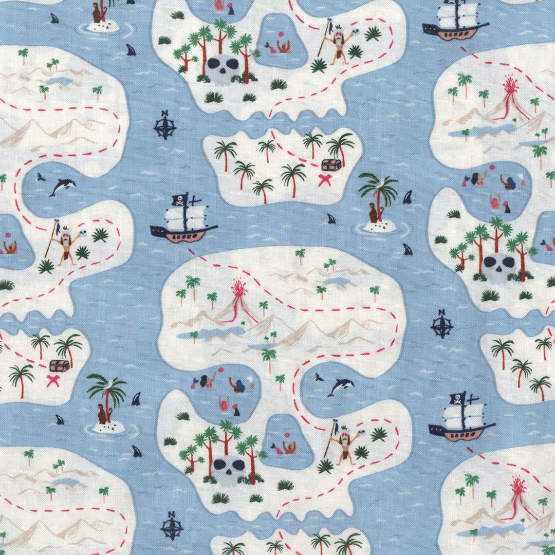 Scrub Tops Skull Island Pirate World Travel Custom V Neck Relaxed Fit