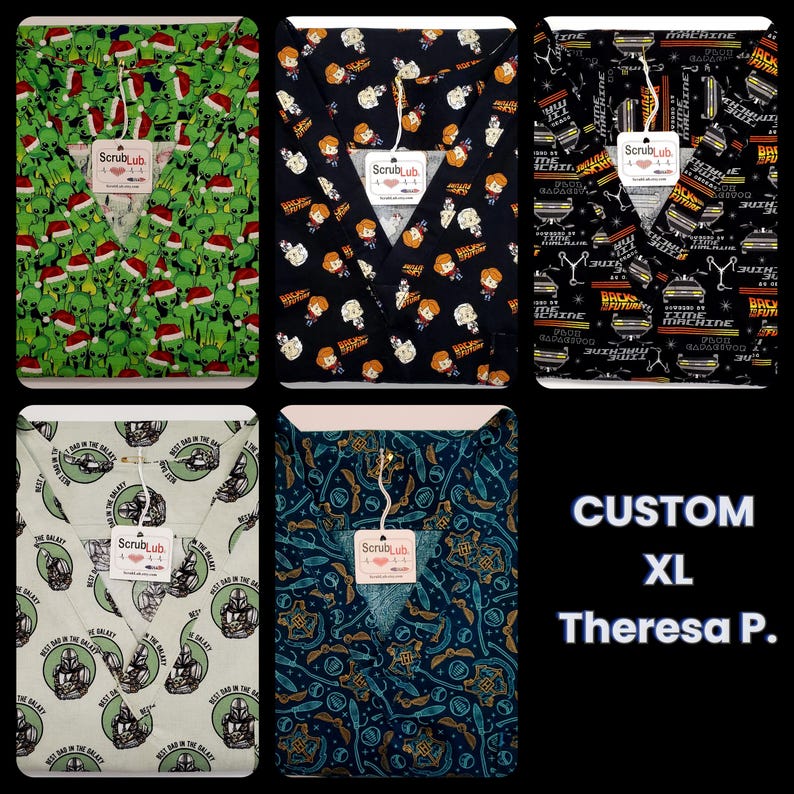 Scrub Tops CUSTOMER sends fabric/ purchase their own fabric ELSEWHERE and Send It To ME for unique Custom Scrub Shirts V neck special gifts. image 11