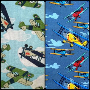 Fabrics Biplanes Dogfights Battle 100% Premium Cotton quilting  FQ/Yd scrubs/caps crafts I Spy kid room nursery tie decor curtains, pillows