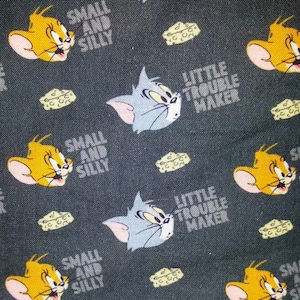 Fabric Tom & Jerry Cat Mouse retro cartoon100% cotton FQ 1/2 Yd ideal for quilts pillows decor apron DIY I Spy crafts clothing Scrub Tops