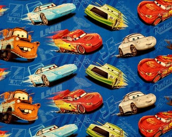 FABRIC Cars Pixar Lightning Mcqueen Mater Guido Luigi Sheriff Red Firetruck 100% quilting cotton 1/2 yd FQ kids decor boy nursery crafts
