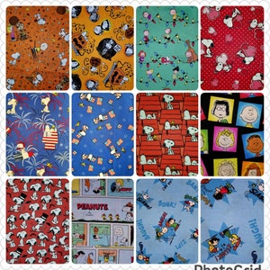 FABRIC Snoopy CHarlie Brown Quilt squares 5-6&quot;x5-6&quot; Charms Woodstock Peanuts Cotton HTF  1/2 yard fq gifts crafts crumb quilting appliques