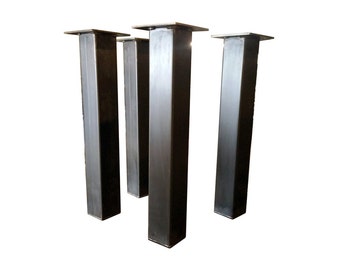 Chunky 4x4 single steel post legs - Metal legs, set of 4, Fat column table legs