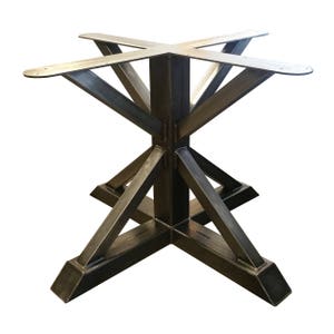 Counter Height 34-1/2" Tall - Metal Pedestal Trestle Table Base - Round or Square Table Top, Single leg, Industrial Steel Stand