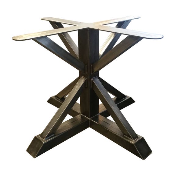 Counter Height 34-1/2 Tall Metal Pedestal Trestle Table Base Round or  Square Table Top, Single Leg, Industrial Steel Stand 