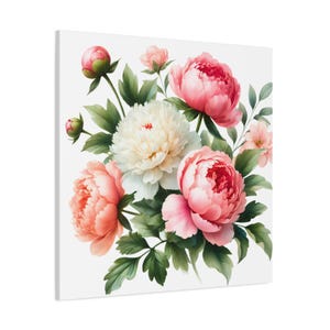 Floral Wall Art Print, Romantic Home Decor, Peony Canvas, Botanical Artwork, Gift for Flower Lovers, Brighten Any Space