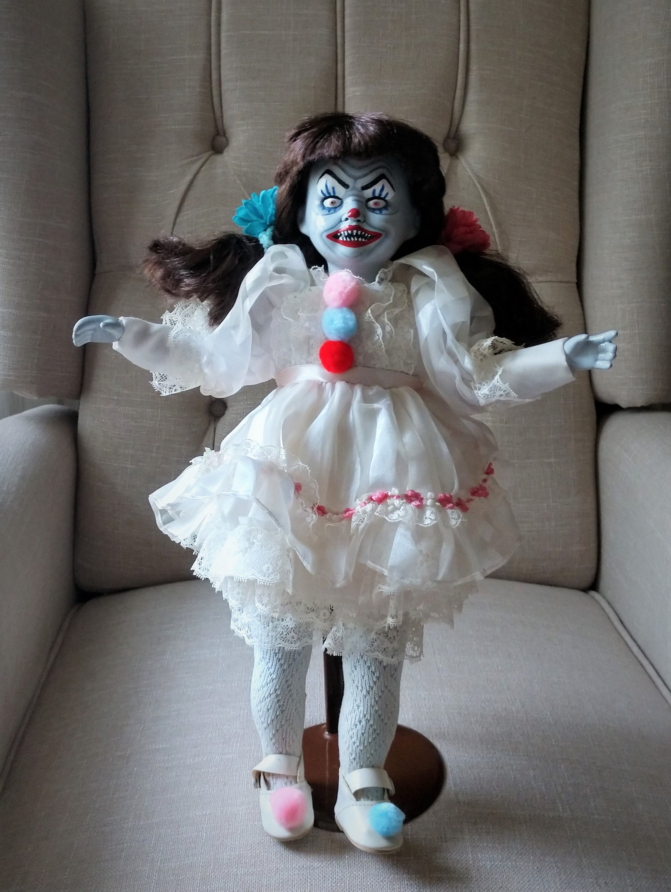 OOAK Creepy Clown Hand Painted Altered Porcelain Doll 30 Etsy
