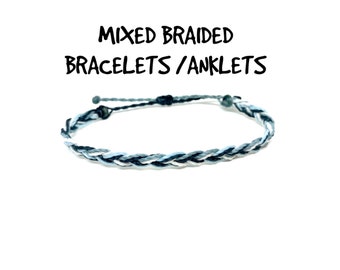 Mixed Braided wax string bracelet, braided anklet, waterproof bracelet, beach anklet, woven bracelet, surfer bracelet, wax cord bracelet