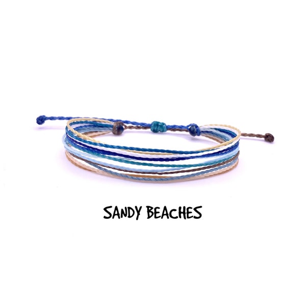 12 String Multistrand Bracelet, wax cord bracelet, waterproof bracelet, beach anklet, vegan bracelet, surfer bracelet, adjustable bracelet