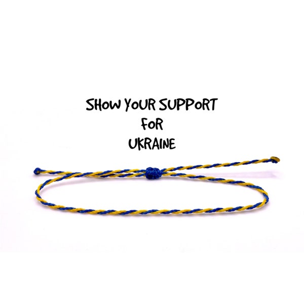 Support Ukraine Twisted String Bracelet, wax cord bracelet, support jewelry, support bracelet, Ukraine bracelet, support a cause