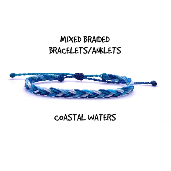 Mixed Braided wax string bracelet, braided anklet, waterproof bracelet, beach anklet, woven bracelet, surfer bracelet, wax cord bracelet