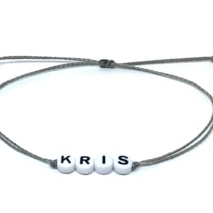 Personalized Beaded Letter Wax String Bracelet, Custom Word Bracelet or Anklet, Letter Bracelet, Alphabet Bracelet, Name Bracelet,