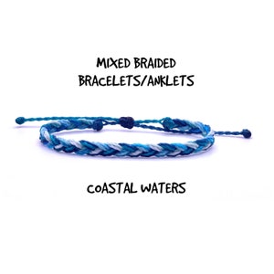 Mixed Braided wax string bracelet, braided anklet, waterproof bracelet, beach anklet, woven bracelet, surfer bracelet, wax cord bracelet