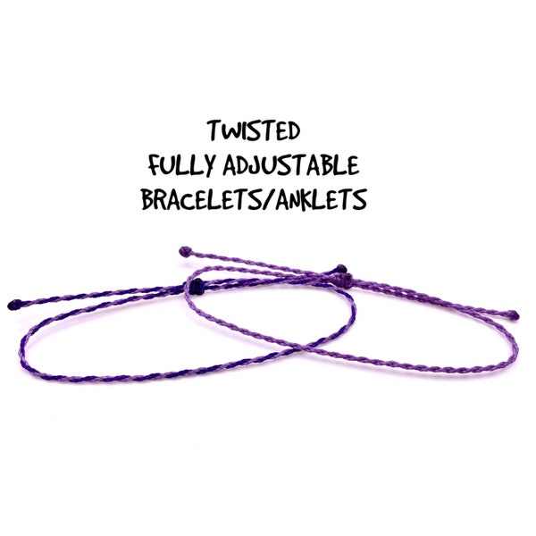Twisted string bracelet, minimalist, waterproof bracelet, wax string bracelet, adjustable, wax cord, boho anklet, simple bracelet