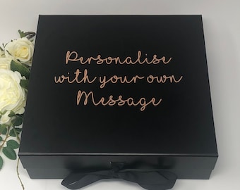 magnetic Gift Box - 1st anniversary gift box - gold gift box - 13th 18th 21st 30th 40th 50th  birthday gift boxes - custom message -F79U