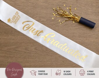 Banda de recién graduado con año de graduación - Varios colores - Cualquier año - G5A