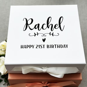Personalised Birthday Gift Box - 16th 18th 21st 30th 40th 50th 60th -  Best Friend Gift Box -Birthday Keepsake Box - Vinyl Sticker Option B6