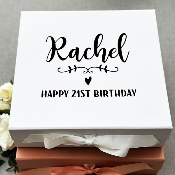 Personalised Birthday Gift Box - 16th 18th 21st 30th 40th 50th 60th -  Best Friend Gift Box -Birthday Keepsake Box - Vinyl Sticker Option B6