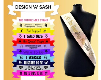 Personalised Engagement Sash Future Mr and Mrs getting Married Just Engaged