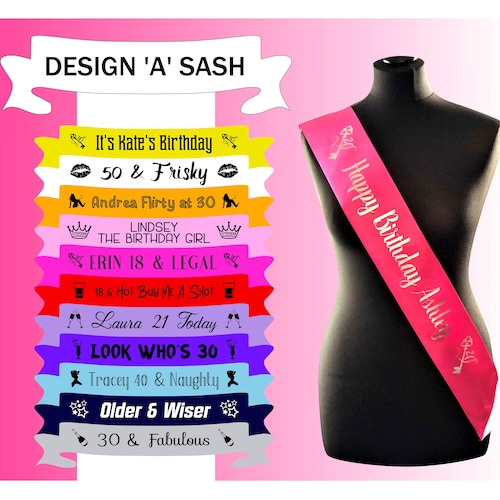 PERSONALISED BIRTHDAY SASH / Hen Party Sashes /16th/18th ... - IT - Foto 6
