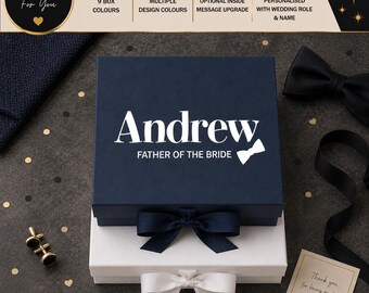 Caja de regalo personalizada para el padre de la novia, regalo para la fiesta de bodas, caja de recuerdos de boda con nombre personalizado, regalo para el novio - FWP1 - WD-MW-001