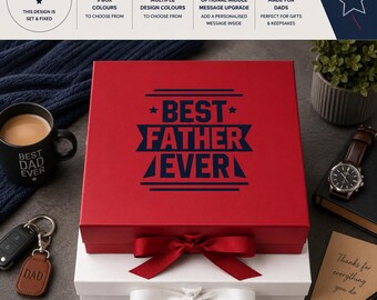 Caja de regalo "El mejor padre del mundo", regalo del Día del Padre para papá, regalo de cumpleaños para papá, caja de recuerdos para papá, caja de regalo grande - FA-DA-001