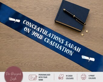 Banda personalizada de felicitaciones por tu graduación con pergamino - Varios colores - G4B