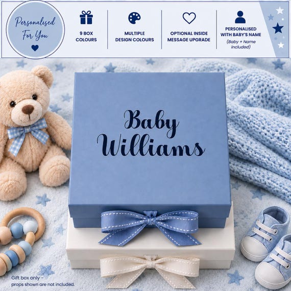 Baby Gift - Baby Shower Gifts - New Baby Gift Box - Personalised Baby Keepsake Box - Baby Boy Girl Gift - Baby Memory Box - BC-BS-002