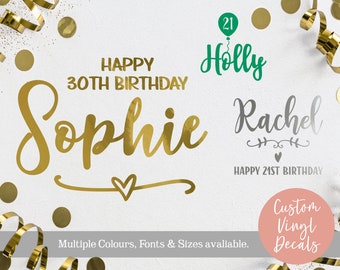 Personalised Vinyl Birthday Decal - Custom Birthday Stickers - Any Age - Different Colours and Sizes Available - Birthday Decoration B1