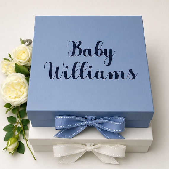 New Baby Gift Box - Baby Keepsake Gift Box - Blue Pink Gift Box -Christening Gift Box -Baby Shower Gift Box - Christening Gift Box - N4