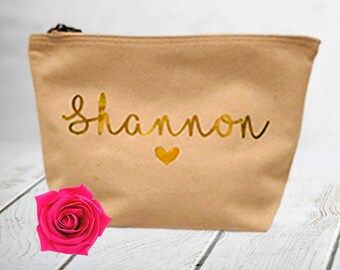 Personalised Makeup Bag - Travel Bag  - Black Navy or Natural Bag Colour  - Bridesmaid Gift - Teacher Gift - Birthday Gift - A4B