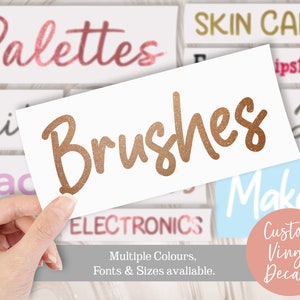 Make Up Vinyl Decal Labels  - Custom Make Up Room Storage Organising Labels - Bathroom Cosmetic Toiletries Personalised Stickers F3 M2