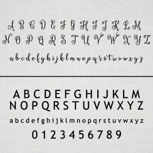 May include: A font alphabet chart with uppercase and lowercase letters, numbers 0-9, and the text "B3". The letters are in a cursive style and the numbers are in a sans-serif style.