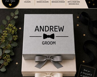 Caja de regalo personalizada para el novio, caja para la propuesta del padrino, regalo para el padrino de boda, caja de regalo para la fiesta nupcial, recuerdo con nombre personalizado - FWP5 - WD-MW-005