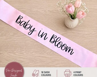 Bebé en flor - Elegante banda para baby shower - Perfecta para la futura mamá - Accesorio con temática floral - Colores personalizados disponibles - N5A