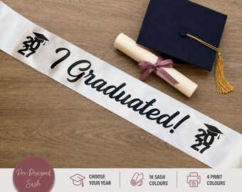 Me gradué con año de graduación y birrete - Banda de graduación - Varios colores - Cualquier año - G3A