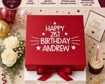 Caja de regalo personalizada para el 21 cumpleaños, caja de cumpleaños con nombre personalizado, regalo de recuerdo para él o ella - BD-AD-013