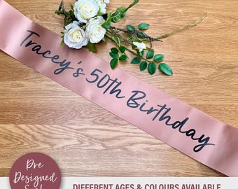 Personalised Birthday Sash - Any Age -Multiple colours -Party Sashes -Happy 40th Birthday -Satin Sashes -  B3A
