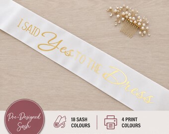 Banda "Dije que sí al vestido" - Accesorio para despedida de soltera o fiesta prenupcial - Perfecto para celebraciones de la futura novia - W2B