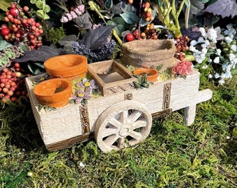 Miniature Garden Planter White Wagon