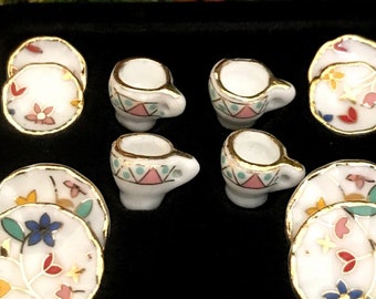 Miniature Teeny Tea Set - Cloisonne Design - 12 pc