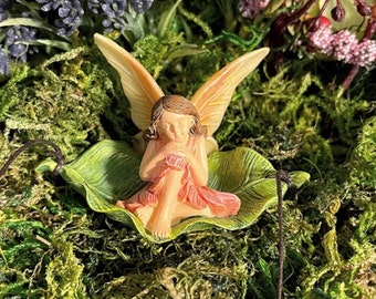 Miniature Fairy Swinging in a Leaf