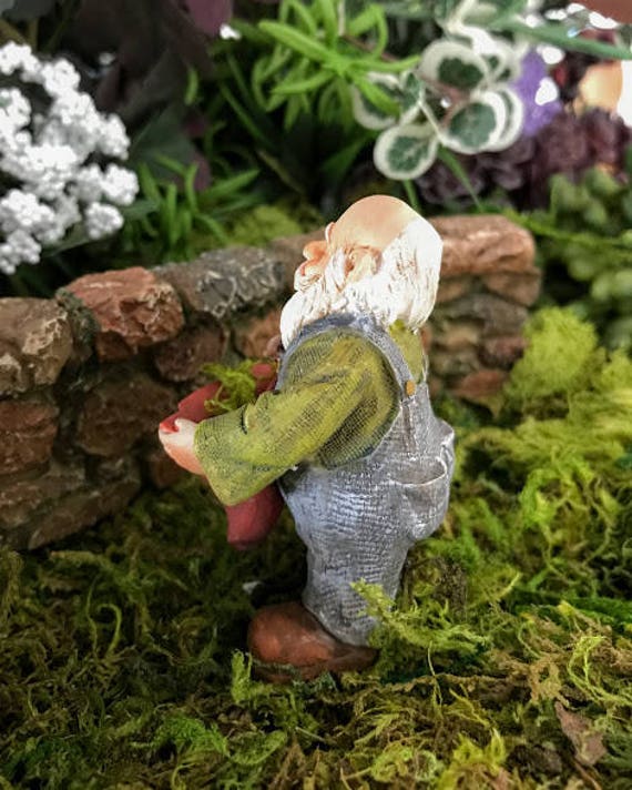 Miniature Gnome With Bird Feeder Bird Bath Planter Hat Etsy