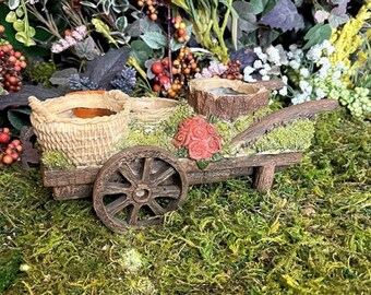 Garden Planter Brown Wagon with Roses