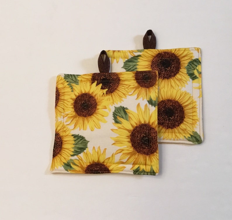 Sunflower Potholders Set of 2 Etsy